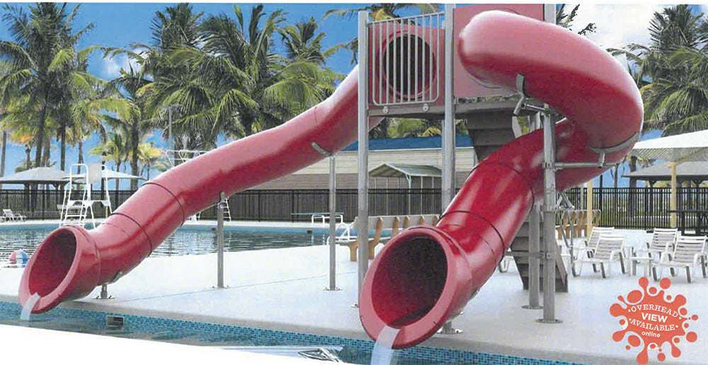 Double Flume Half Hex Deck Waterslide With 360 and 90 Degree Turns