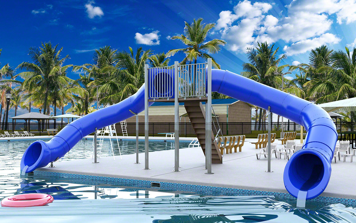 Double Flume Half Hex Deck Waterslide With 90 Degree Turns