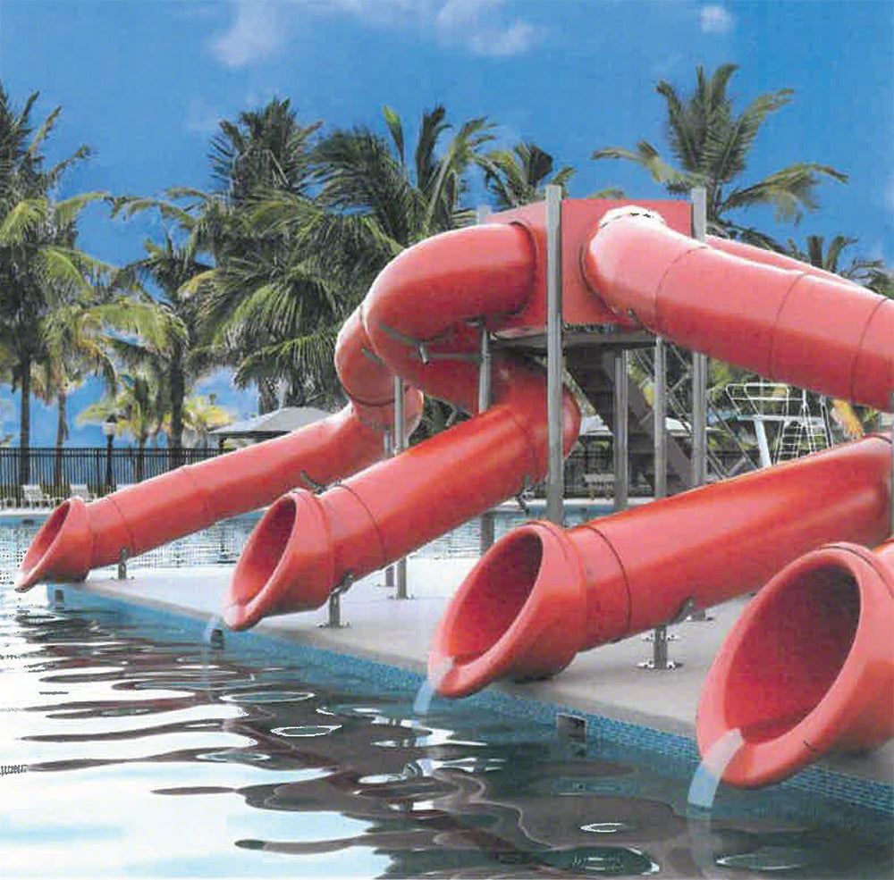 Quad Flume Half Hex Deck Waterslide With Supreme Turns