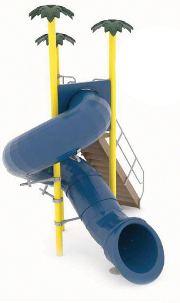 Single Flume Triangle Deck Waterslide With 360 Degree Turn