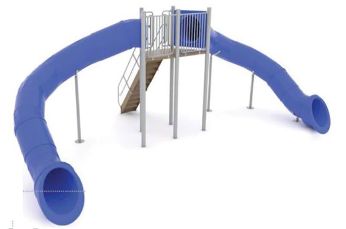 Double Flume Half Hex Deck Waterslide With 90 Degree Turns