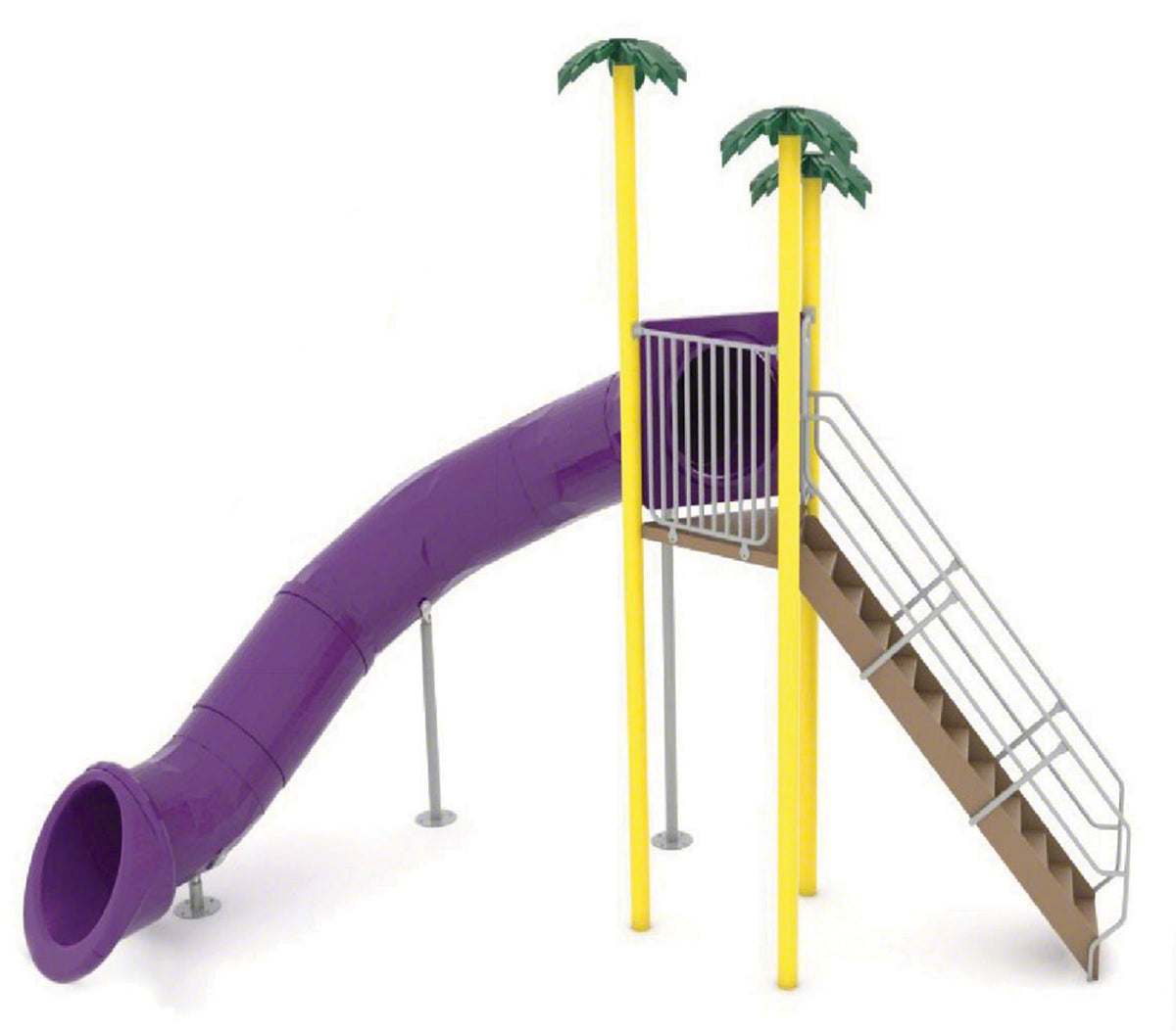 Single Flume Triangle Deck Waterslide With 90 Degree Turn