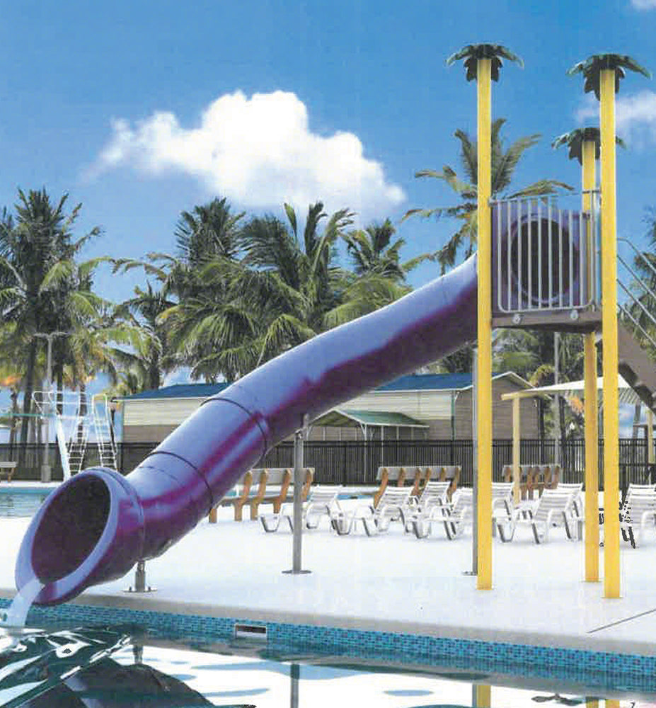 Single Flume Triangle Deck Waterslide With 90 Degree Turn