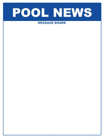 Pool News Write-on Sign - 18 x 24 Inches on Styrene Plastic