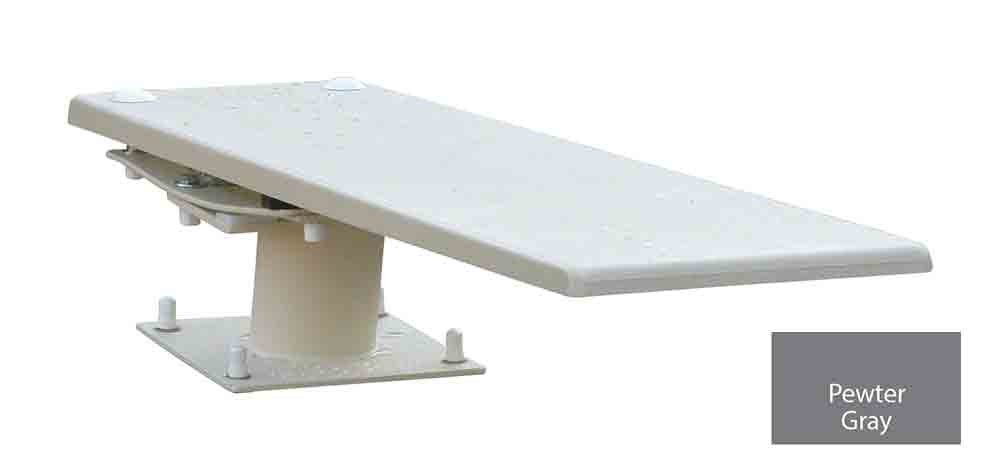 Cantilever 608 Stand With 8 Foot Frontier III Diving Board - White Stand - Pewter Gray Board With Matching Tread