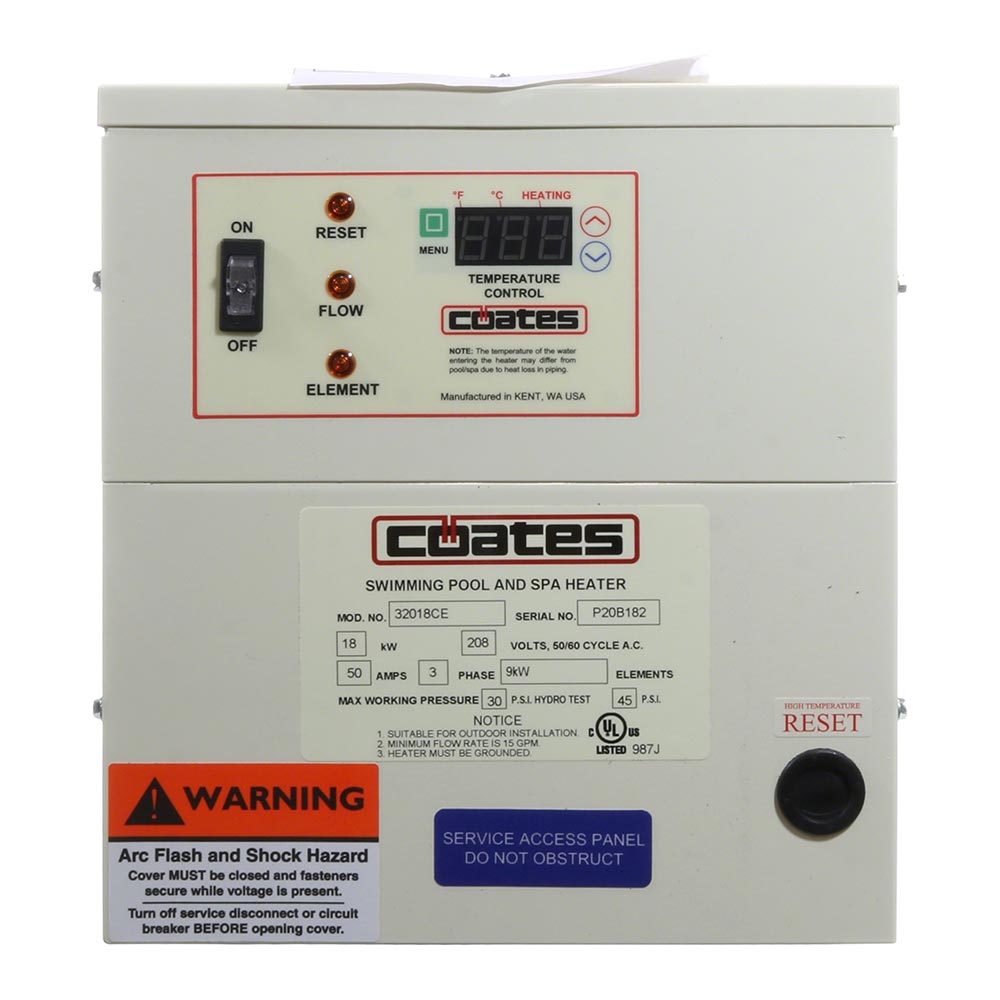 CE Series Electric Pool Heater 18kW - 208 Volts Three-Phase - 50 Amps