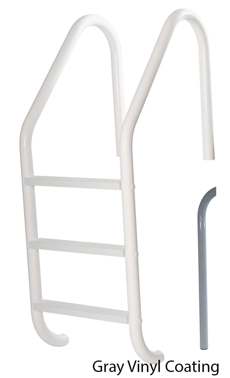 3-Step 24 Inch SealedSteel Economy Vinyl Liner Ladder 1.90 x .049 Inch - Plastic Treads - Gray