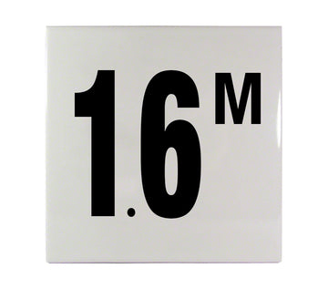 1.6 M Ceramic Smooth Tile Depth Marker 6 Inch x 6 Inch with 4 Inch Lettering