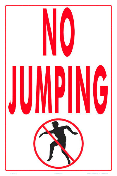 sein03 ページです No Jumping With Graphic Sign - 12x18 Inch