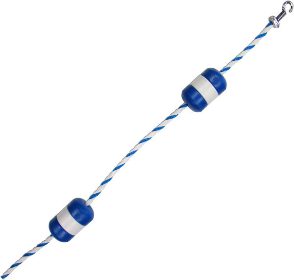 Pool Safety Rope and Float Kit - 60 Feet - 1/2 Inch Blue and White Rope with 3 x 5 Inch Locking Floats