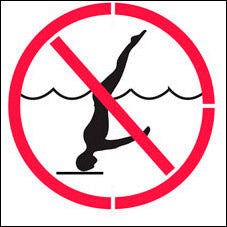 NO DIVING Symbol Reusable Depth Marker Stencil - 6 Inch x 6 Inch with 4 Inch Symbol