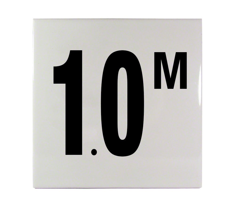 1.0 M Ceramic Smooth Tile Depth Marker 6 Inch x 6 Inch with 4 Inch Lettering