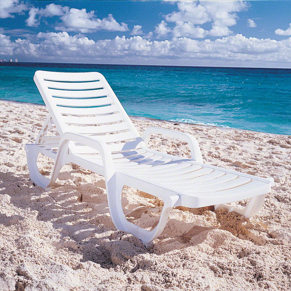 Bahia Stacking Deck Chairs - White (Must Order in Multiples of 10)
