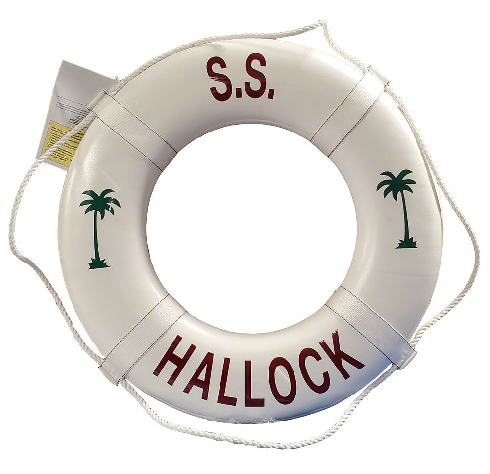 Personalized USCG Solid Foam 30 Inch Life Ring Buoy With Symbols - White