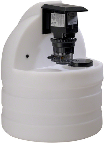 15 Gallon White Chemical Tank With 45MP3 Model Fixed Pump - 25 PSI 22 GPD 120 Volt - 1/4 Inch Standard Tubing