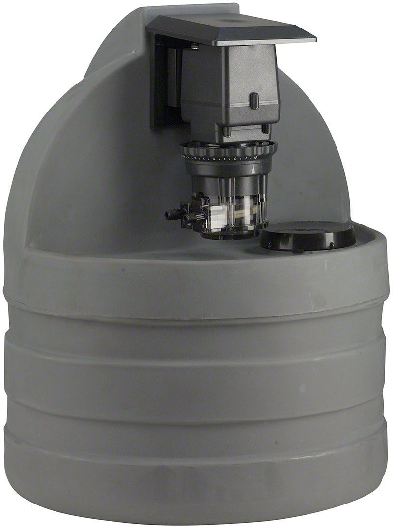 15 Gallon Gray Chemical Tank With 45M2 Adjustable Pump - 25 PSI 10 GPD 120 Volt - 1/4 Inch UV Tubing