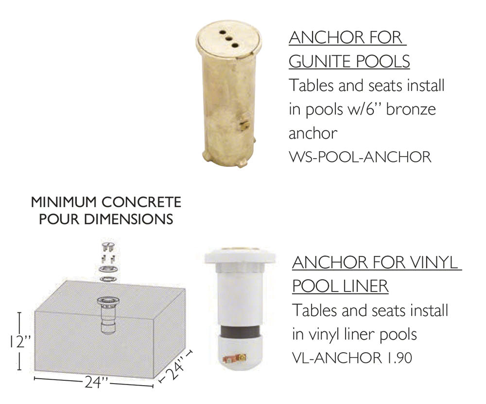 In-Pool Table/Seat Vinyl Liner Anchor With Cap - 6 Inches