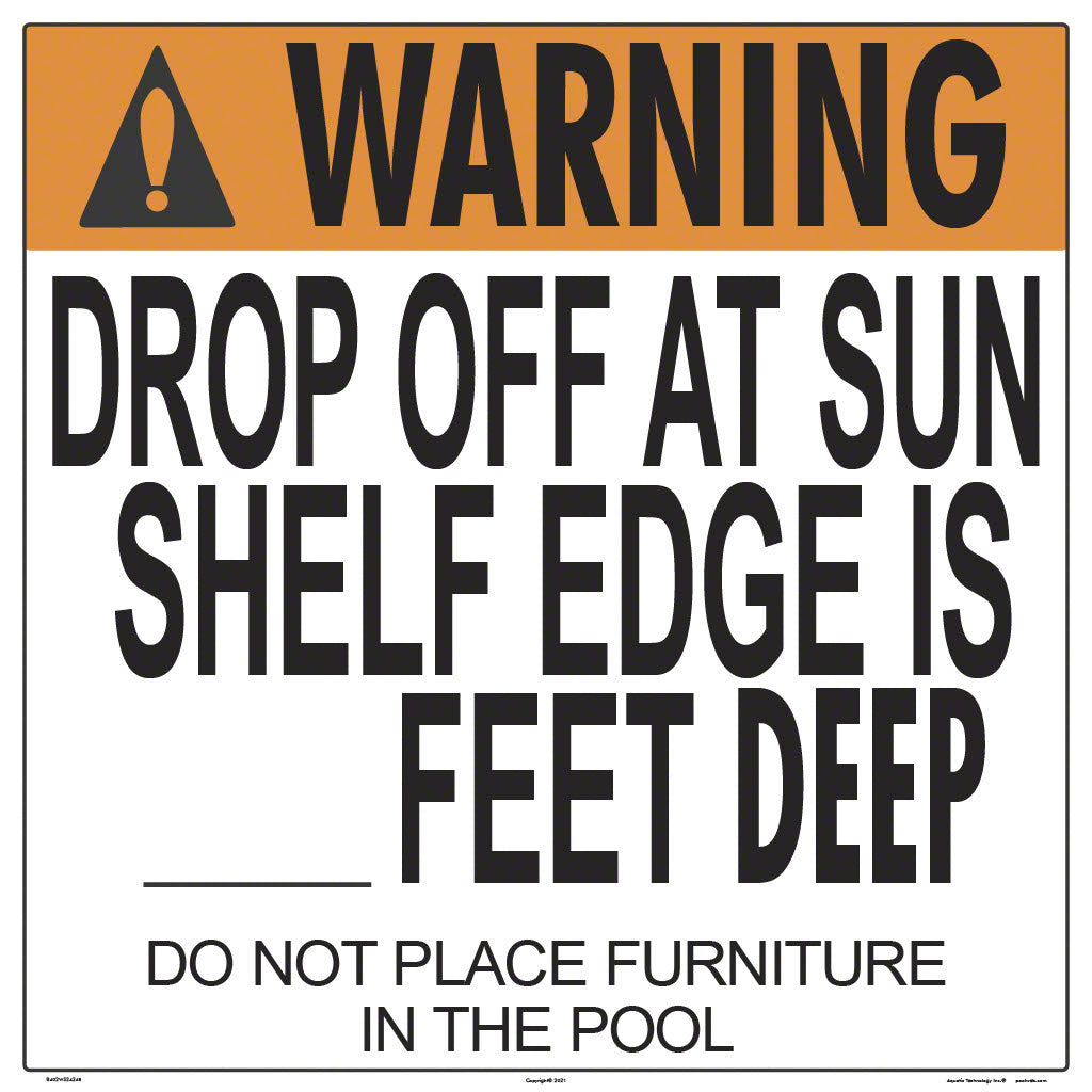 Warning Drop Off at Sun Shelf Edge Sign - 24 x 24 Inches on Aluminum