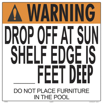 Warning Drop Off at Sun Shelf Edge Sign - 24 x 24 Inches on Aluminum