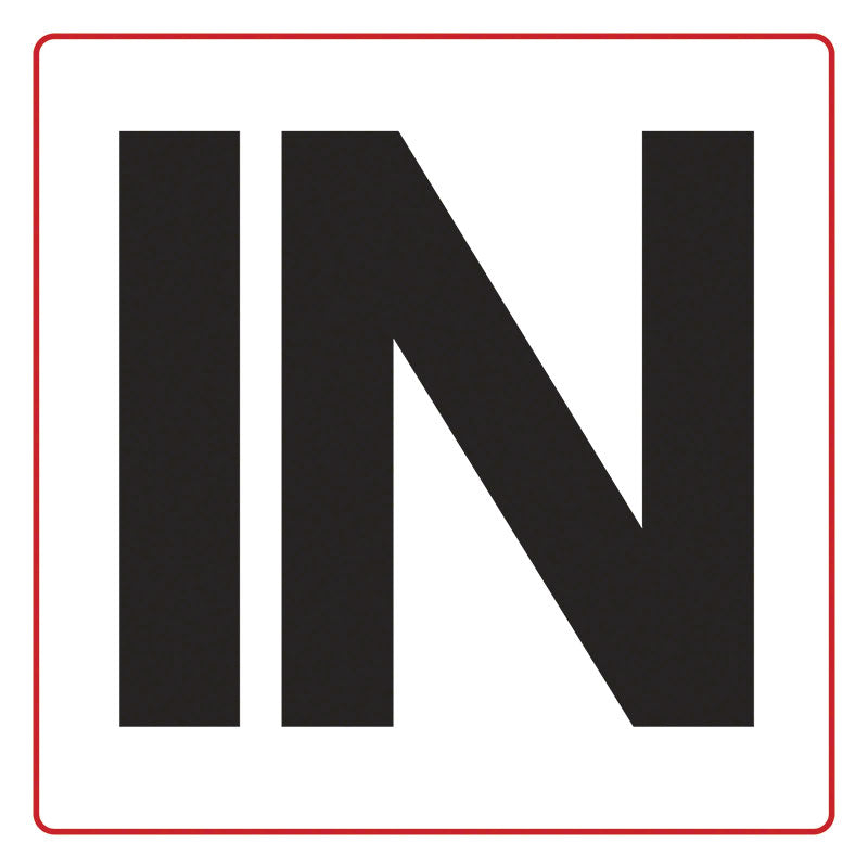 IN (Inch) Message - Adhesive Depth Marker - 6 Inch x 6 Inch with 4 Inch Lettering