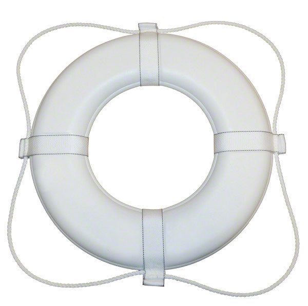 USCG Vinyl Coated Foam 24 Inch Life Ring With Grab Lines - White