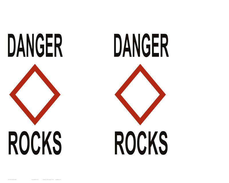 Danger Rocks Regulatory Buoy Label - 30 x 24 Inches on Adhesive Vinyl