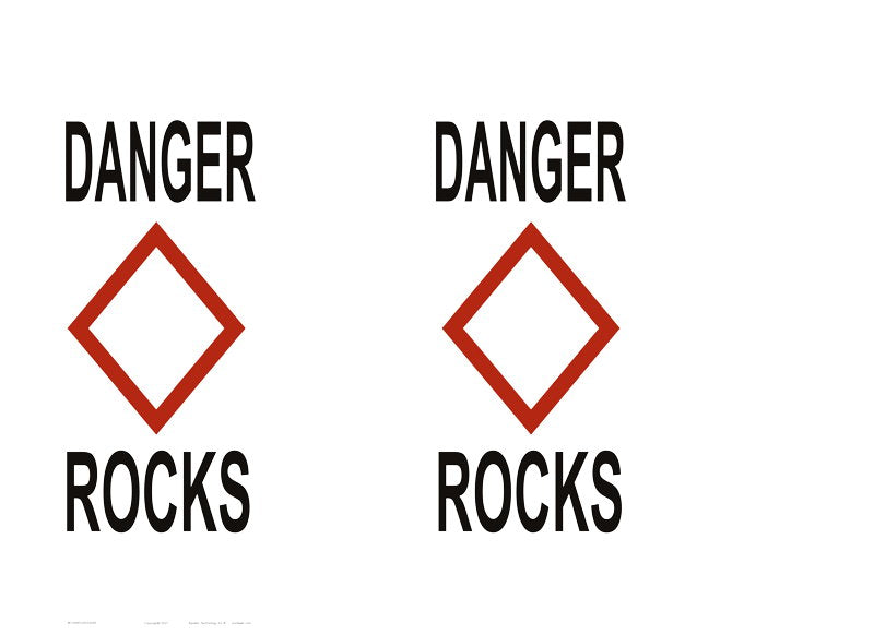 Danger Rocks Regulatory Buoy Label - 33 x 24 Inches on Adhesive Vinyl