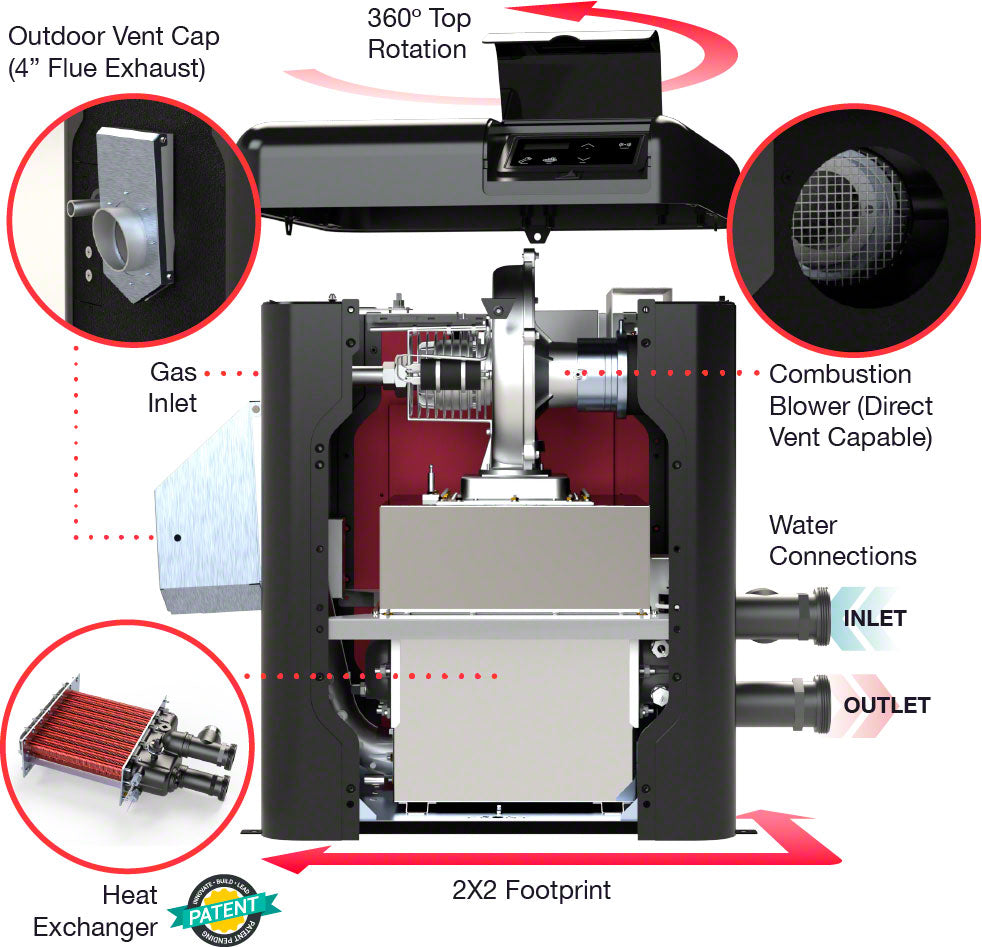 Avia PR404AE 399,000 BTUs Wi-Fi Enabled Pool and Spa Heater - Natural Gas