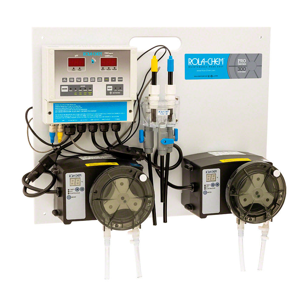 Digital pH/Dual ORP Dual Sanitizer Pool Controller With One 12 and One 38 GPD Pro 300 Chemical Pumps