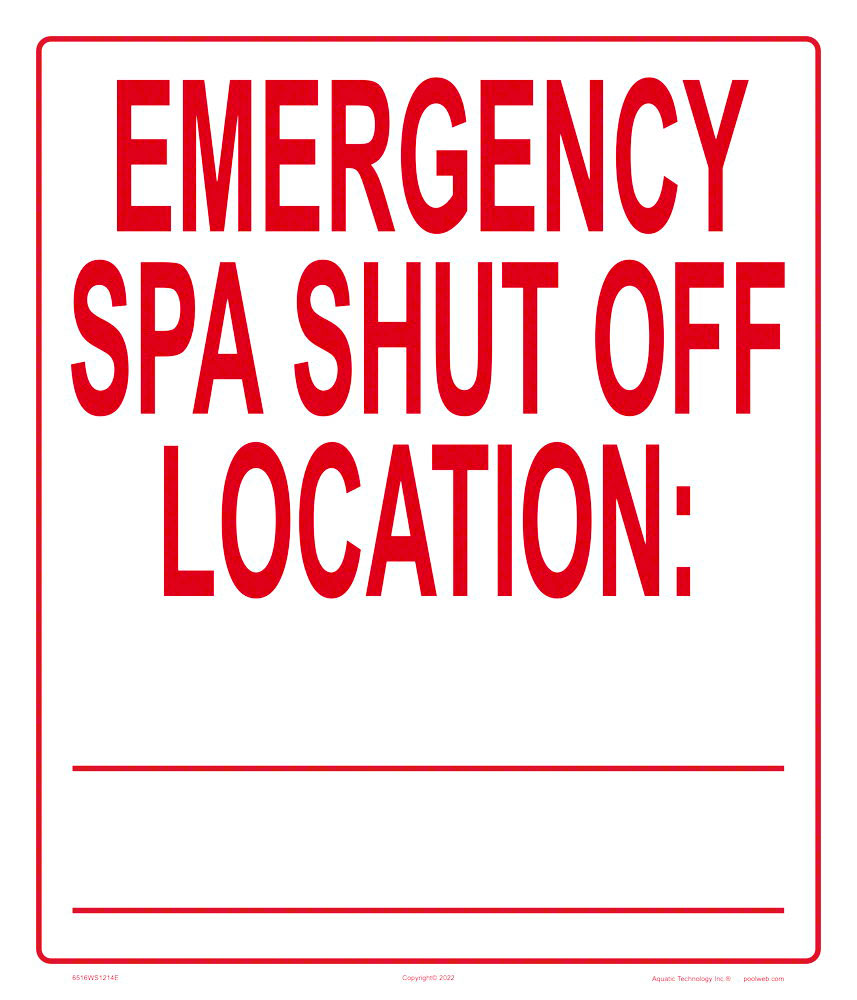 Emergency Spa Location Sign - 12x14 Inch
