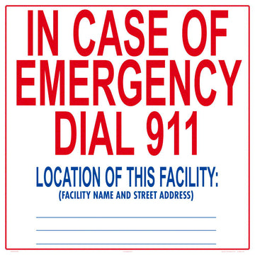 Texas 911 Facility Location Sign - 24 x 24 Inches on Heavy-Duty Aluminum (Customize or Leave Blank)