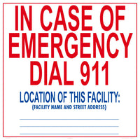 Texas 911 Facility Location Sign - 24 x 24 Inches on Styrene Plastic (Customize or Leave Blank)