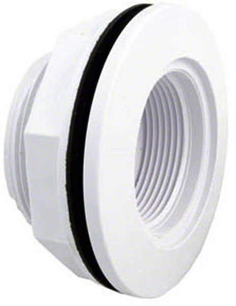 Inlet Fitting With Locknut and Gaskets - 2 Inch Socket - Vinyl/Fiberglass - White