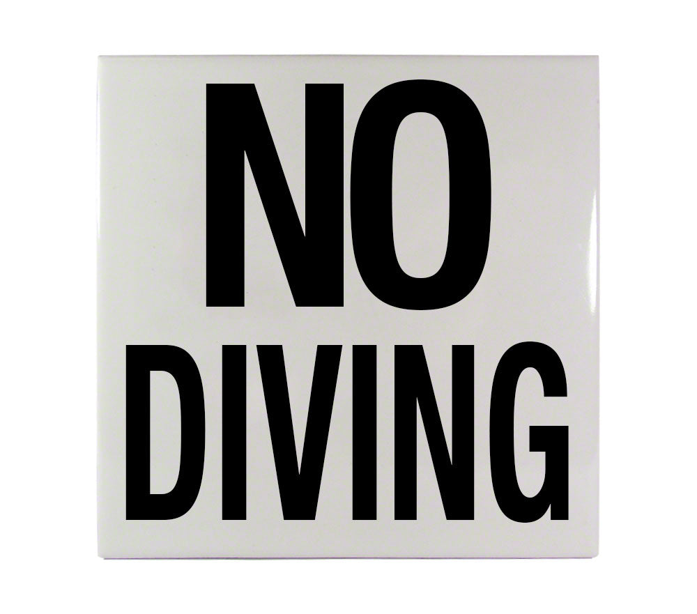 NO DIVING Message Ceramic Smooth 6 Inch x 6 Inch Tile Depth Marker