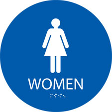 Women Braille Sign Measuring 11 x 10 Inches - California Blue Braille