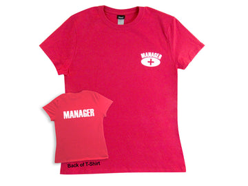 Manager Fitted T-Shirt Logo Front/Back Short Sleeve Red