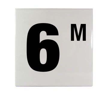 6 M Ceramic Smooth Tile Depth Marker 6 Inch x 6 Inch with 4 Inch Lettering