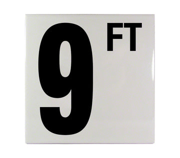 9 FT Ceramic Smooth Tile Depth Marker 6 Inch x 6 Inch with 5 Inch Lettering