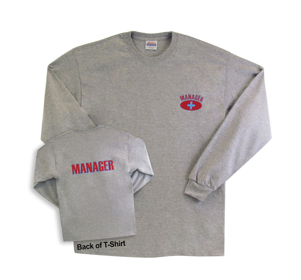 Manager T-Shirt Logo Front/Back Long Sleeve Gray