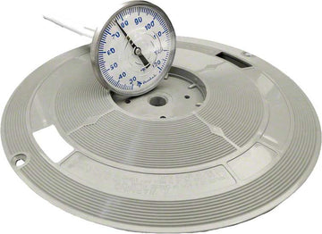 Lid Skimmer With Thermometer - 9-7/8 Inch Round - Gray