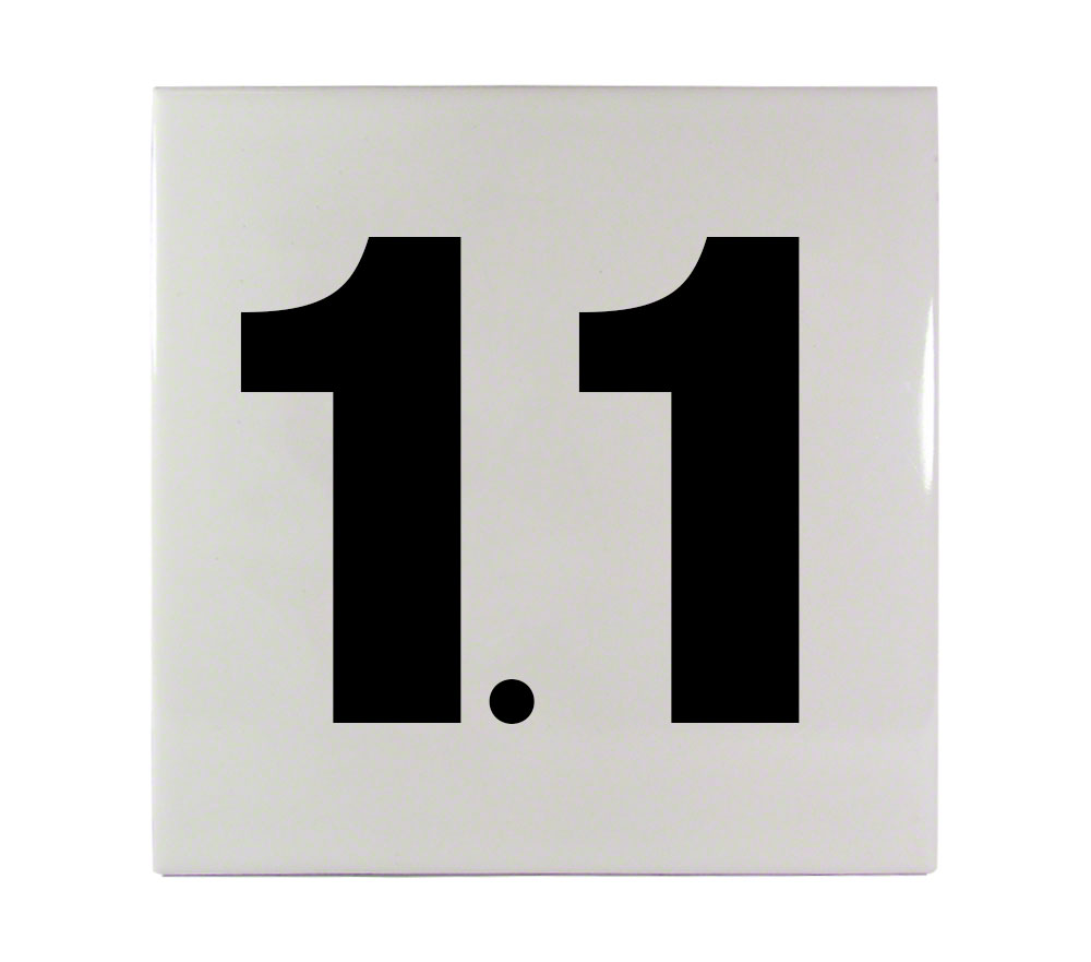 1.1 Ceramic Smooth Tile Depth Marker 6 Inch x 6 Inch with 4 Inch Lettering