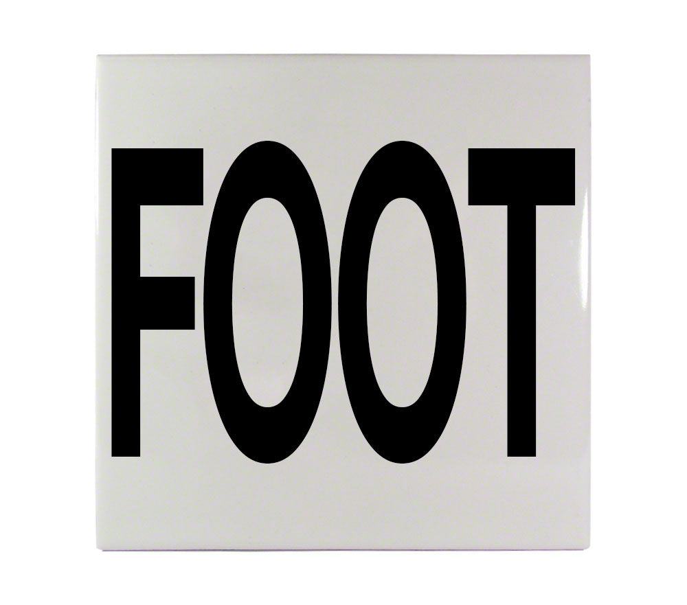 FOOT Message Ceramic Smooth Tile Depth Marker 6 Inch x 6 Inch with 4 Inch Lettering