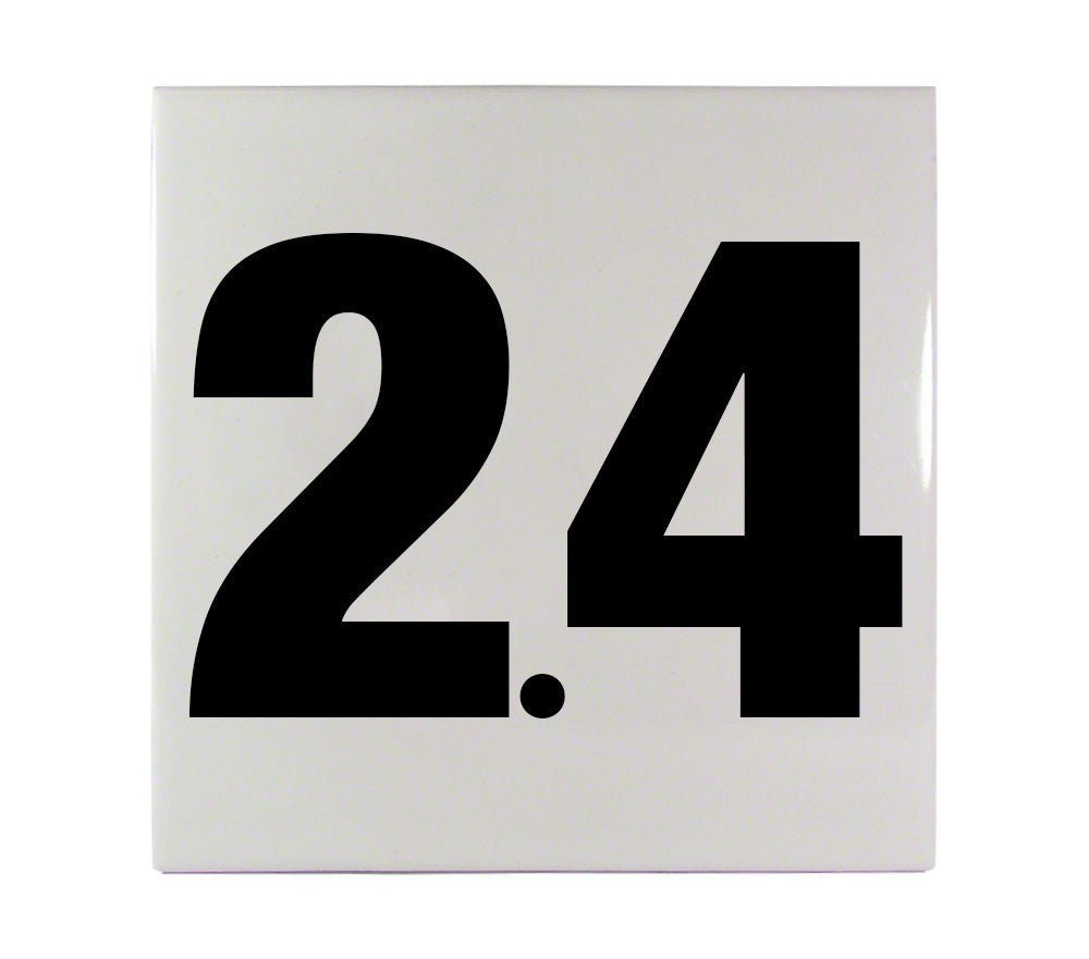 2.4 Ceramic Smooth Tile Depth Marker 6 Inch x 6 Inch with 4 Inch Lettering