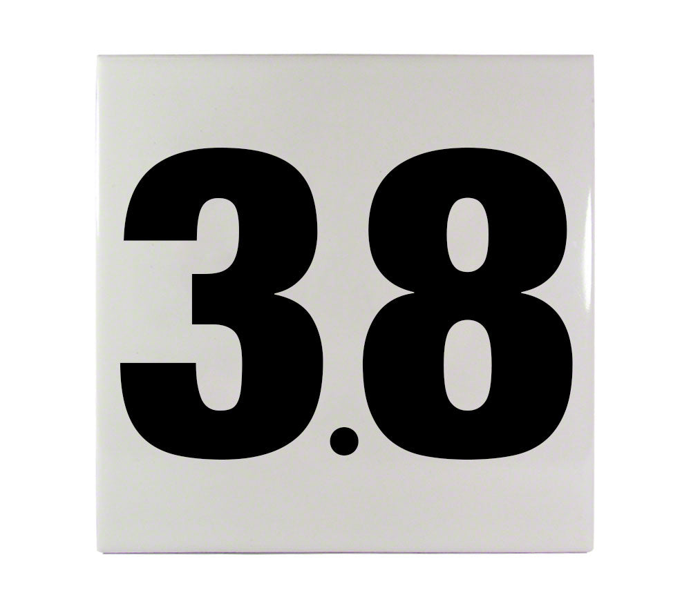 3.8 Ceramic Smooth Tile Depth Marker 6 Inch x 6 Inch with 4 Inch Lettering