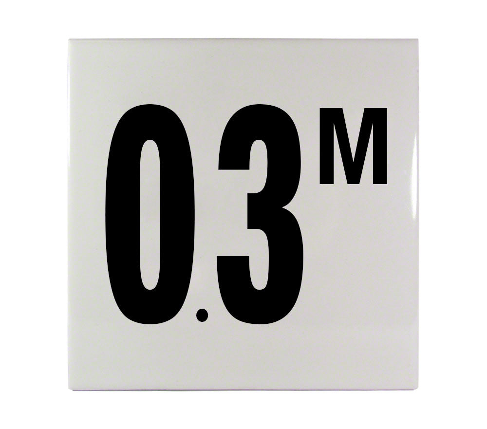 0.3 M Ceramic Smooth Tile Depth Marker 6 Inch x 6 Inch with 4 Inch Lettering