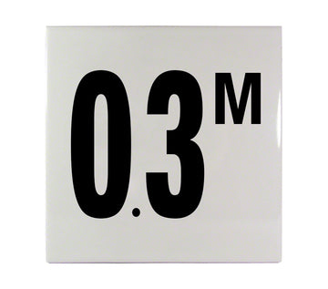 0.3 M Ceramic Smooth Tile Depth Marker 6 Inch x 6 Inch with 4 Inch Lettering