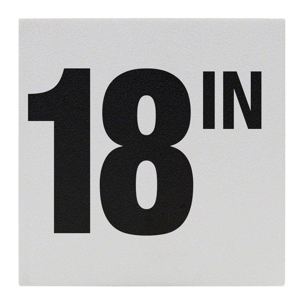 18 IN Ceramic Skid Resistant Tile Depth Marker 6 Inch x 6 Inch with 4 Inch Lettering