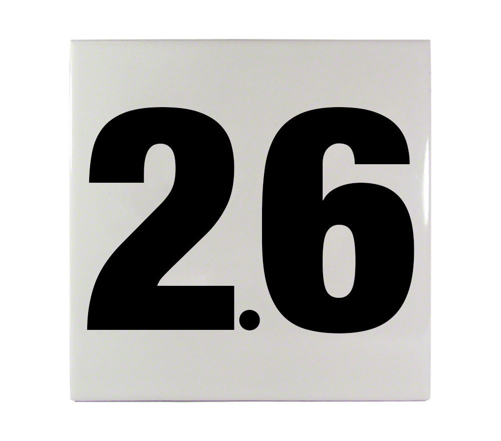 2.6 Ceramic Smooth Tile Depth Marker 6 Inch x 6 Inch with 4 Inch Lettering