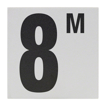 8M Metric Ceramic Skid Resistant Tile Depth Marker 6 Inch x 6 Inch with 5 Inch Lettering
