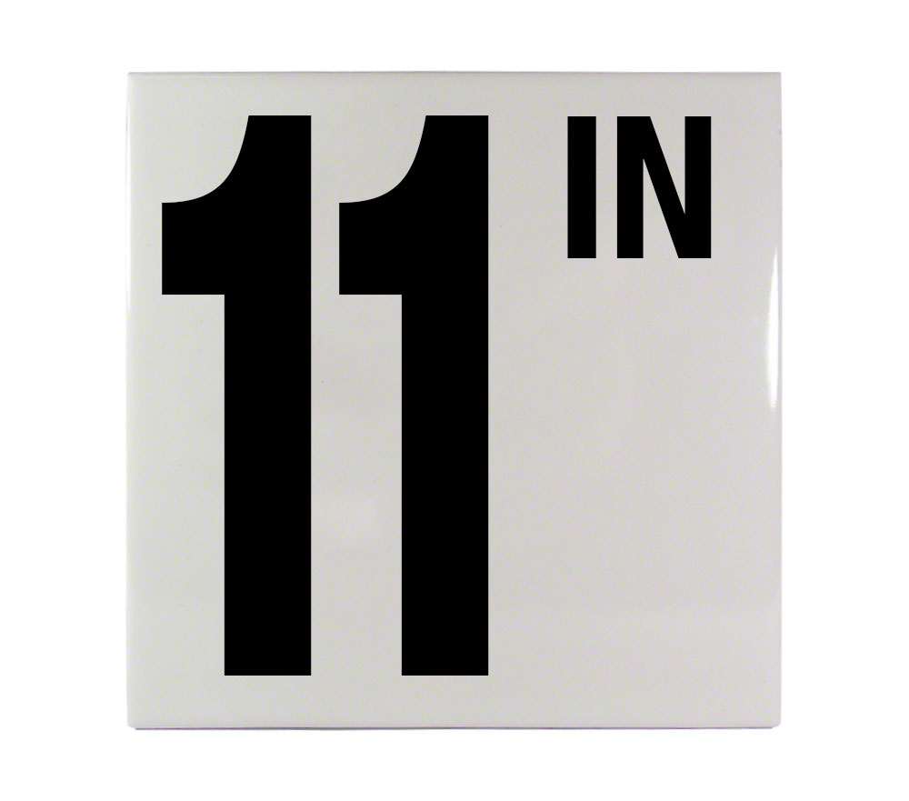 11 IN Ceramic Smooth Tile Depth Marker 6 Inch x 6 Inch with 5 Inch Lettering